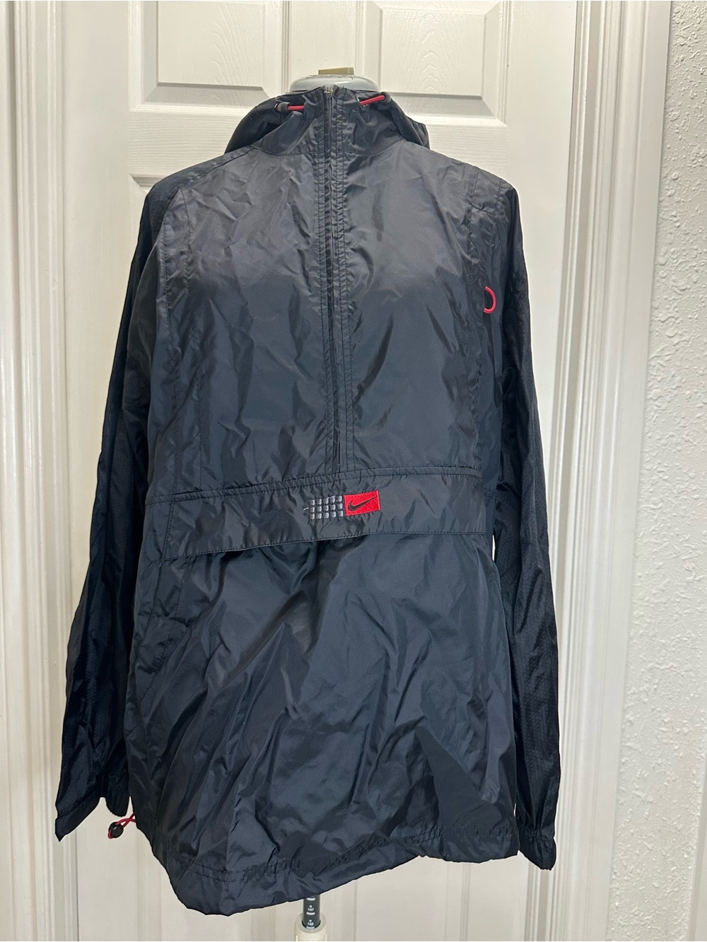 Nike Black Windbreaker Jacket with Red Accents